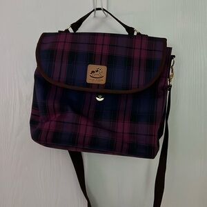 Waterproof Plaid Handbag Backpack Crossbody Bag and matching wallet.